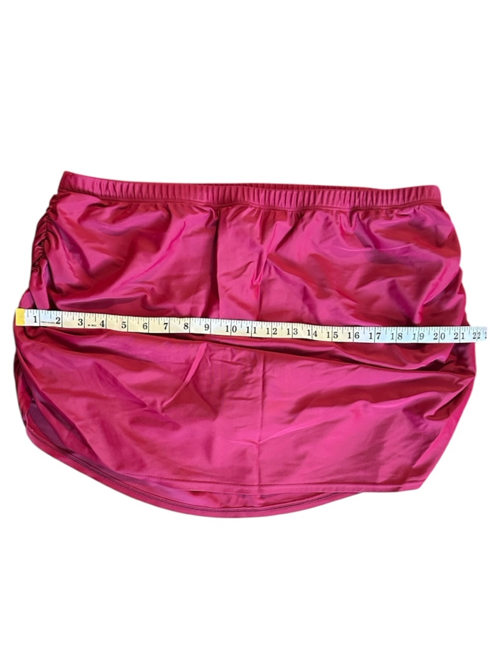 Burgundy Ruched Skirted Swim Bottom Skirt 2xl - Picture 6 of 9